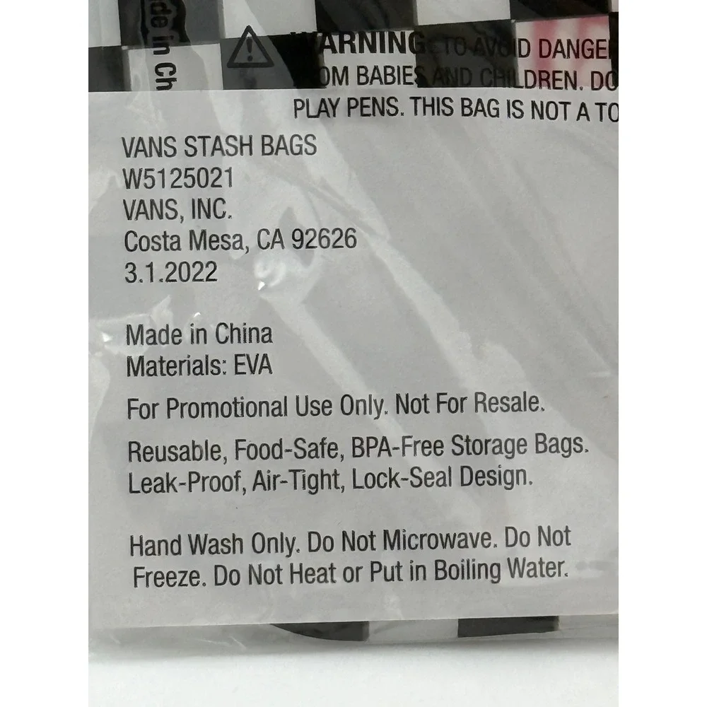 Vans Family Checkerboard Faux Leather Coaster Set & Reusable Stash Bag Bundle